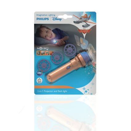 Philips 71788/53/16 - LED-lommelygte til børn og projektor DISNEY PLANES LED/3xLR44