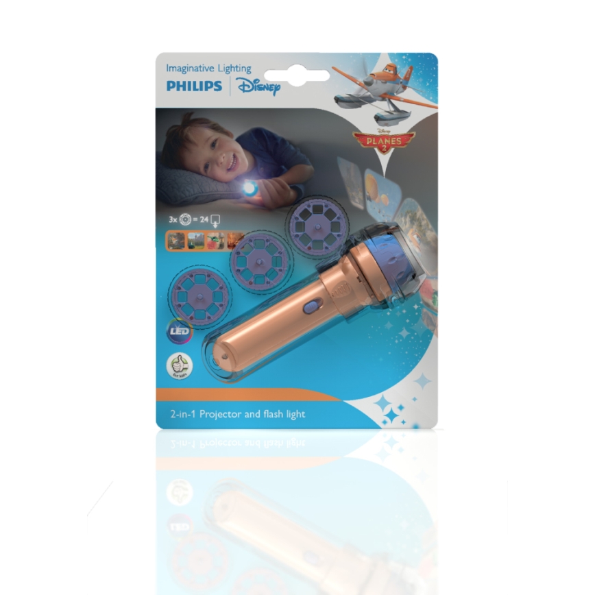 Philips 71788/53/16 - LED-lommelygte til børn og projektor DISNEY PLANES LED/3xLR44