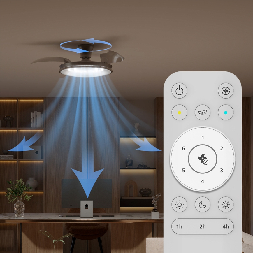 Philips - Dæmpbar LED-loftlampe med ventilator ATLAS LED/35W/230V mat krom + fjernbetjening