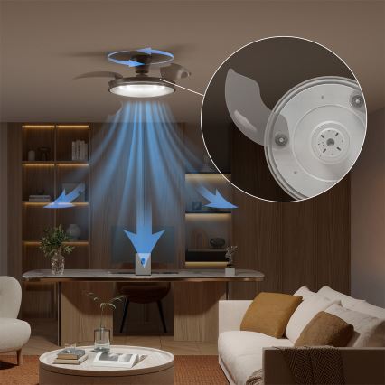 Philips - Dæmpbar LED-loftlampe med ventilator ATLAS LED/35W/230V mat krom + fjernbetjening