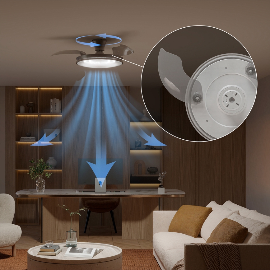 Philips - Dæmpbar LED-loftlampe med ventilator ATLAS LED/35W/230V mat krom + fjernbetjening