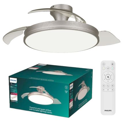 Philips - Dæmpbar LED-loftlampe med ventilator ATLAS LED/35W/230V mat krom + fjernbetjening
