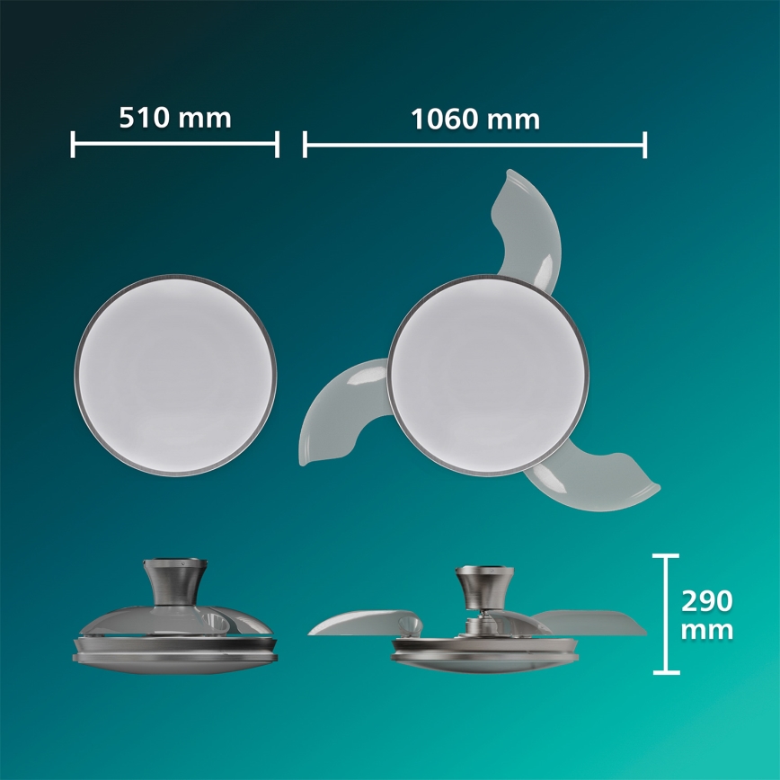 Philips - Dæmpbar LED-loftlampe med ventilator ATLAS LED/35W/230V mat krom + fjernbetjening