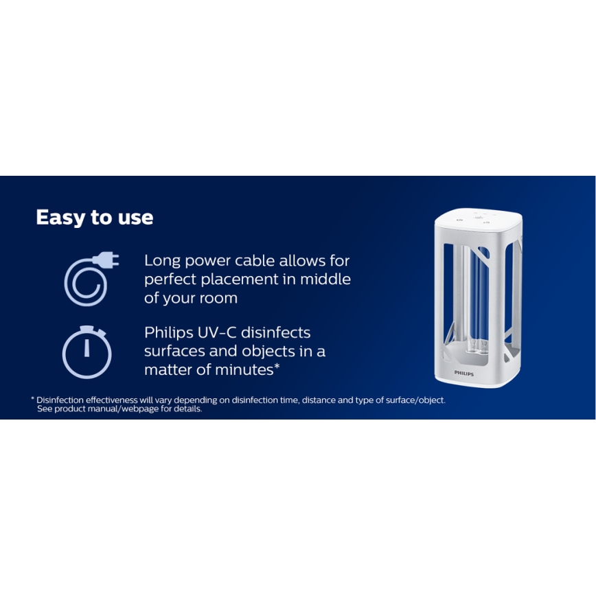 Philips - Bakteriedræbende lampe med sensor UV-C/24W/230V