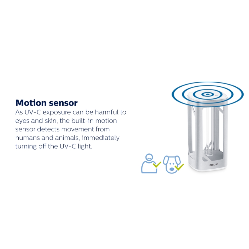 Philips - Bakteriedræbende lampe med sensor UV-C/24W/230V