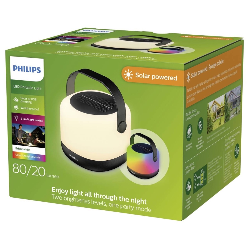 Philips - Bærbar LED solcellelampe m. RGBW-farver dæmpbar ALULA LED/1,2W/5V 1200 mAh IP44