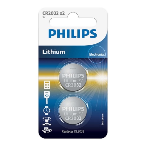 Philips CR2032P2/01B - 2 stk. Lithium knapcelle CR2032 MINICELLS 3V 240mAh