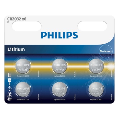 Philips CR2032P6/01B - 6 stk. Lithium knapcelle CR2032 MINICELLS 3V 240mAh