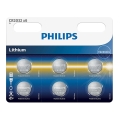 Philips CR2032P6/01B - 6 stk Lithium knapcellebatteri CR2032 MINICELLS 3V 240mAh