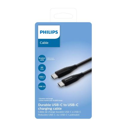 Philips DLC5206C/00 - USB-kabel USB-C 3.0 stik 2 m sort/grå