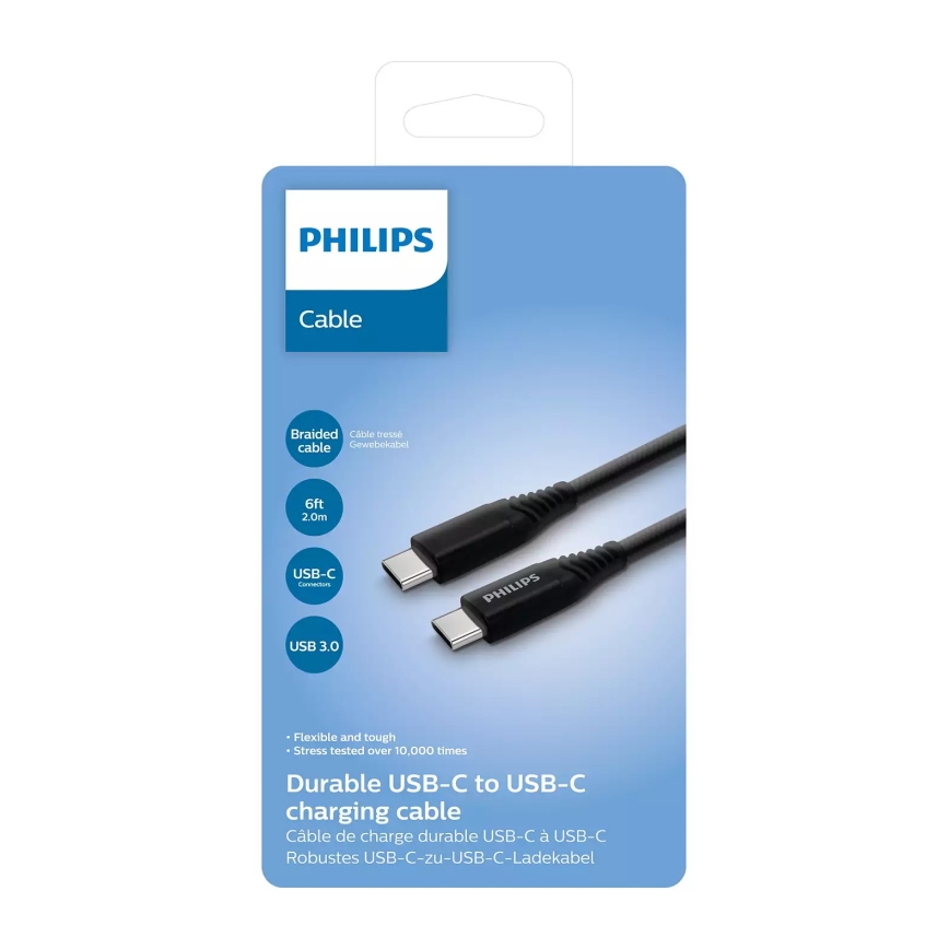 Philips DLC5206C/00 - USB-kabel USB-C 3.0 stik 2 m sort/grå