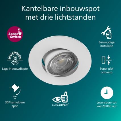 Philips - Dæmpbar LED-indbygningsspot CILANTRO LED/5W/230V 4000K hvid