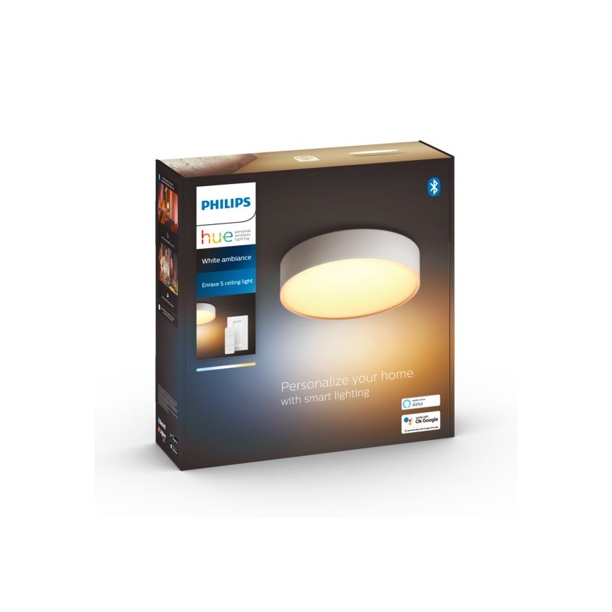 Philips - Hue dæmpbar LED-loftlampe 9,6 W/230 V 2200–6500 K Ø 261 mm hvid + fjernbetjening
