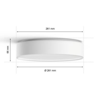 Philips - Hue dæmpbar LED-loftlampe 9,6 W/230 V 2200–6500 K Ø 261 mm hvid + fjernbetjening