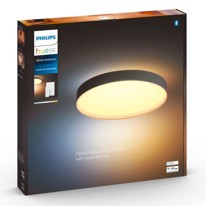 Philips - Dæmpbar Hue LED-loftlampe LED/48W/230V 2200-6500K Ø 551 mm sort + fjernbetjening