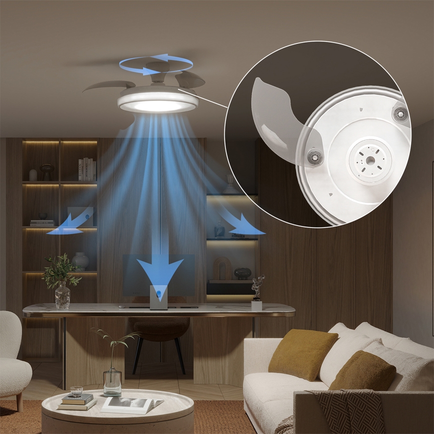 Philips - Dæmpbar LED-loftlampe med ventilator BLISS LED/35W/230V hvid + fjernbetjening