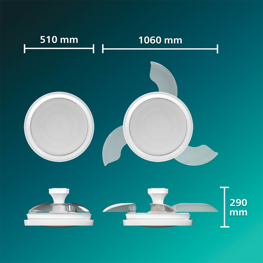Philips - Dæmpbar LED-loftlampe med ventilator BLISS LED/35W/230V hvid + fjernbetjening