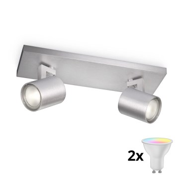 Philips - Dæmpbar LED RGBW-spot RUNNER 2xGU10/6,5W/230V 2700-6500K mat krom