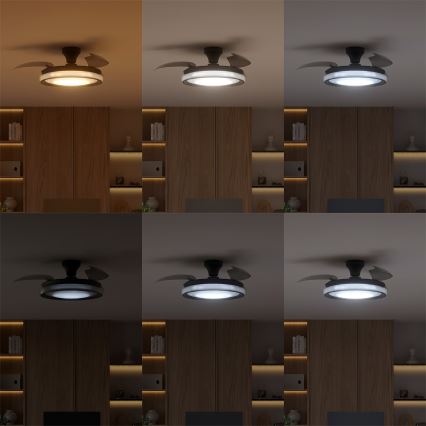 Philips - Dæmpbar LED-loftlampe med ventilator BLISS LED/35W/230V sort + fjernbetjening