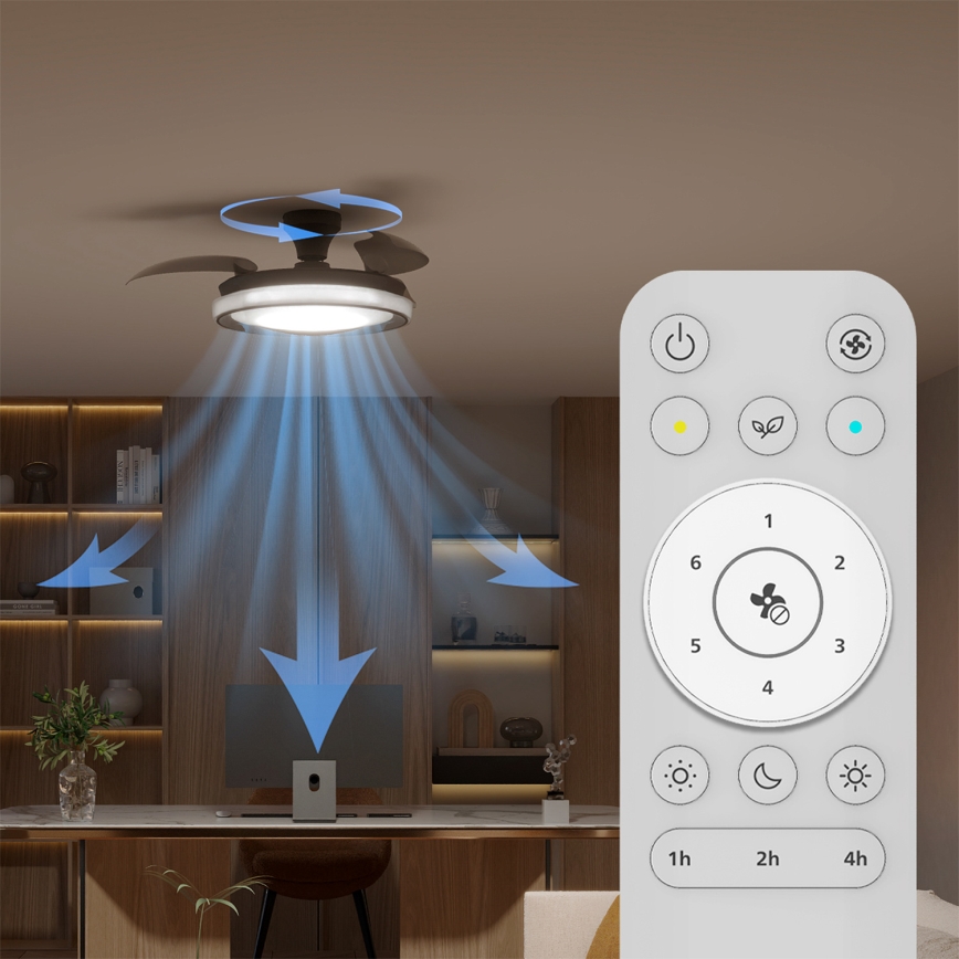 Philips - Dæmpbar LED-loftlampe med ventilator BLISS LED/35W/230V sort + fjernbetjening