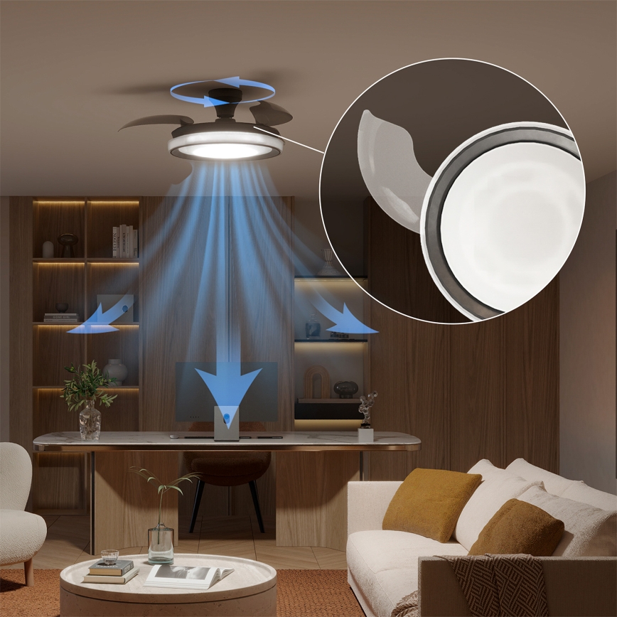 Philips - Dæmpbar LED-loftlampe med ventilator BLISS LED/35W/230V sort + fjernbetjening