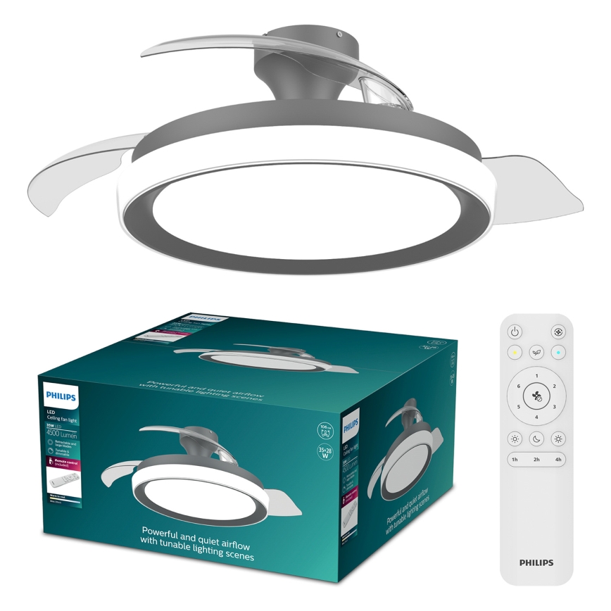 Philips - Dæmpbar LED-loftlampe med ventilator BLISS LED/35W/230V sort + fjernbetjening