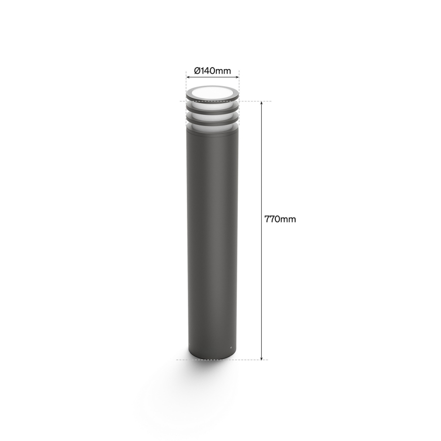Philips - LED RGB Dæmpbar udendørslampe Hue LUCCA 1xE27/8,1W/230V 77 cm 1000-20000K IP44
