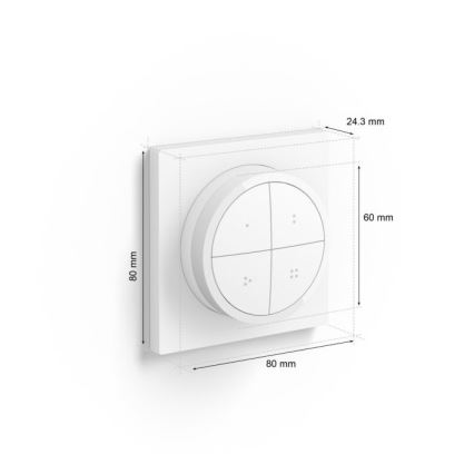 Philips - Fjernbetjening med kontakt Hue TAP 1xCR2032 hvid