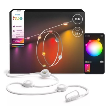 Philips - Hue FESTAVIA udendørs dæmpbar RGBW LED-lyskæde 32 x LED 18 m 1000–20000 K IP65