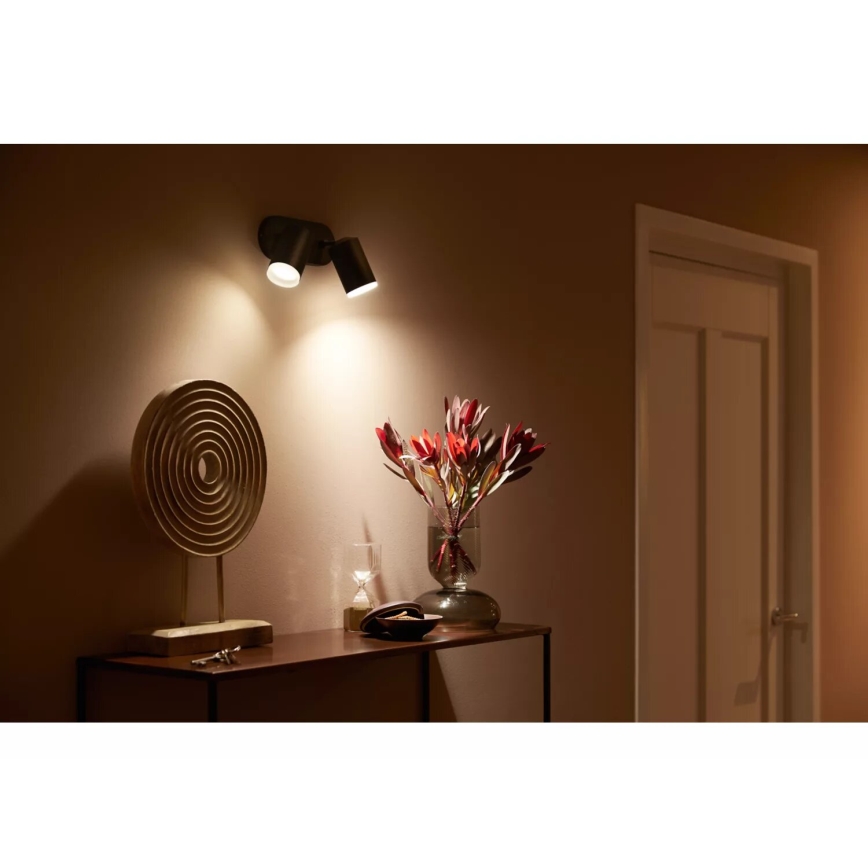Philips - LED RGBW Dæmpbar spotlampe Hue FUGATO 2xGU10/4,2W/230V 2000-6500K sort