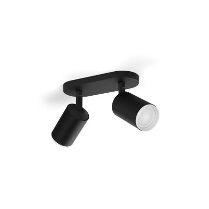 Philips - LED RGBW Dæmpbar spotlampe Hue FUGATO 2xGU10/4,2W/230V 2000-6500K sort