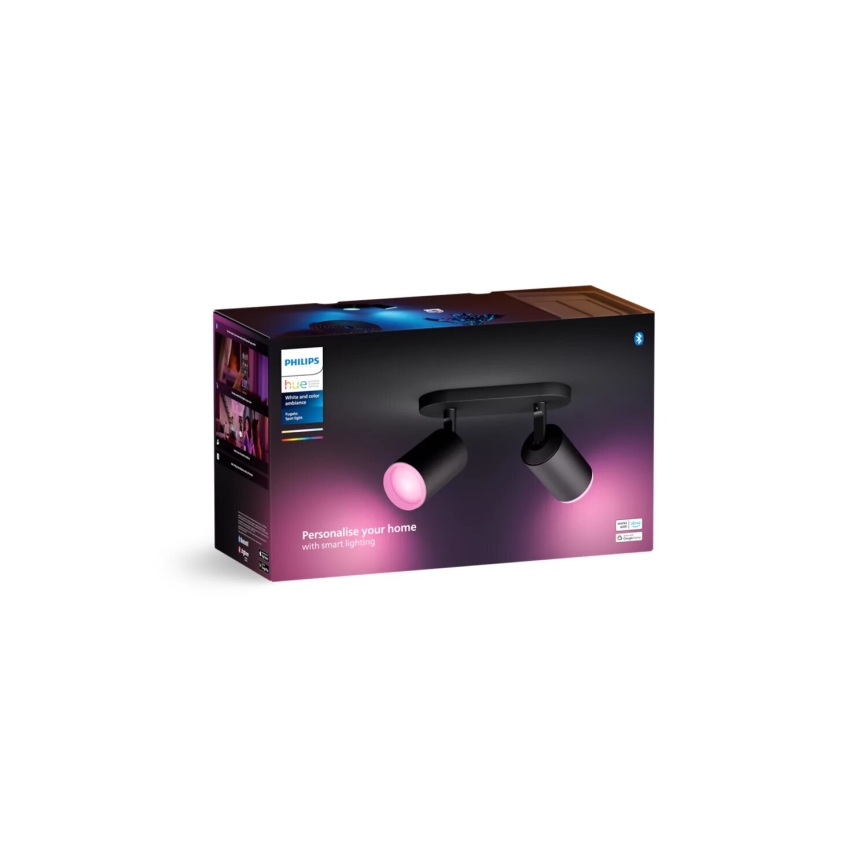 Philips - LED RGBW Dæmpbar spotlampe Hue FUGATO 2xGU10/4,2W/230V 2000-6500K sort