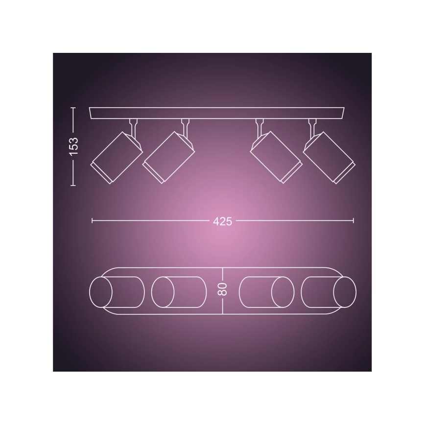 Philips - LED RGBW Dæmpbar spotlampe Hue FUGATO 4xGU10/4,2W/230V 2000-6500K sort
