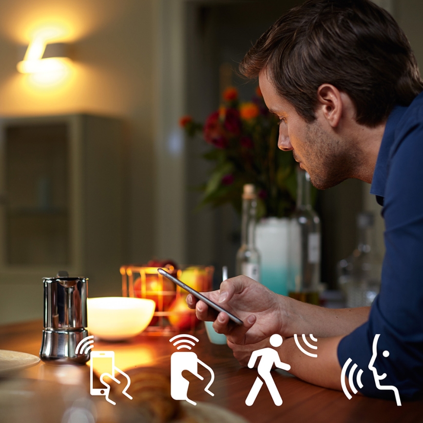 Philips Hue Startpakke White 3x E27/9W 2700K + Hue Bridge og Dimmer Switch