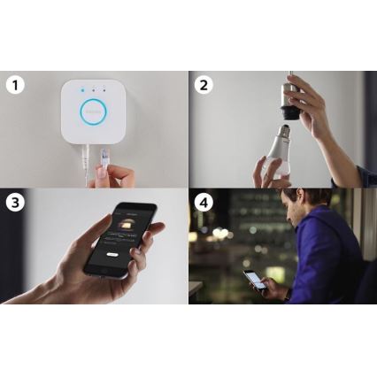 Philips Hue Startpakke White 3x E27/9W 2700K + Hue Bridge og Dimmer Switch