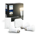 Philips Hue Startpakke White 3x E27/9W 2700K + Hue Bridge og Dimmer Switch