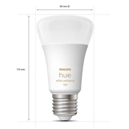 Philips Hue White Ambiance startpakke 3x E27/11W 2200-6500K + Hue Bridge og Dimmer Switch