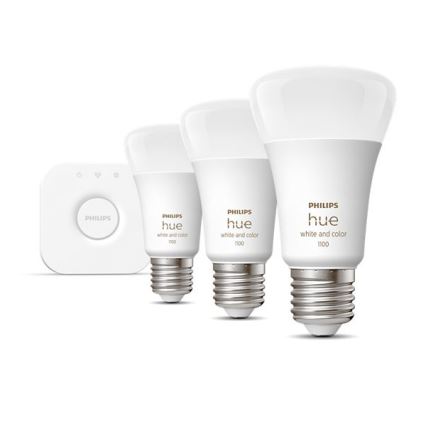 Startpakke Philips Hue WHITE AND COLOR AMBIANCE 3xE27/9W/230V 2000-6500K + Hue Bridge