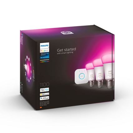 Startpakke Philips Hue WHITE AND COLOR AMBIANCE 3xE27/9W/230V 2000-6500K + Hue Bridge