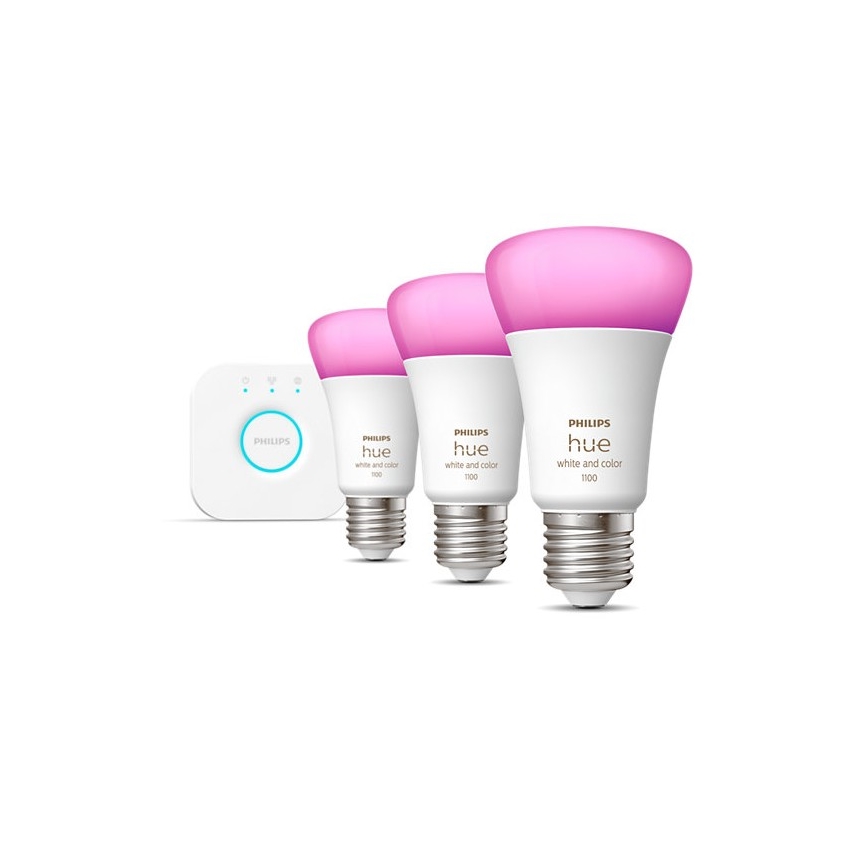 Grundsæt Philips Hue WHITE AND COLOR AMBIANCE 3xE27/9W/230V 2000-6500K + forbindelsesenhed