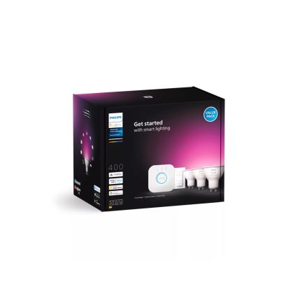 Startpakke Philips Hue WHITE AND COLOR AMBIANCE 3xGU10/4,2W/230V 2000-6500K + Hue Bridge og Dimmer Switch