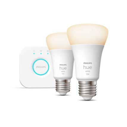Philips Hue White Startpakke 2x E27/9,5W 2700K + Hue Bridge