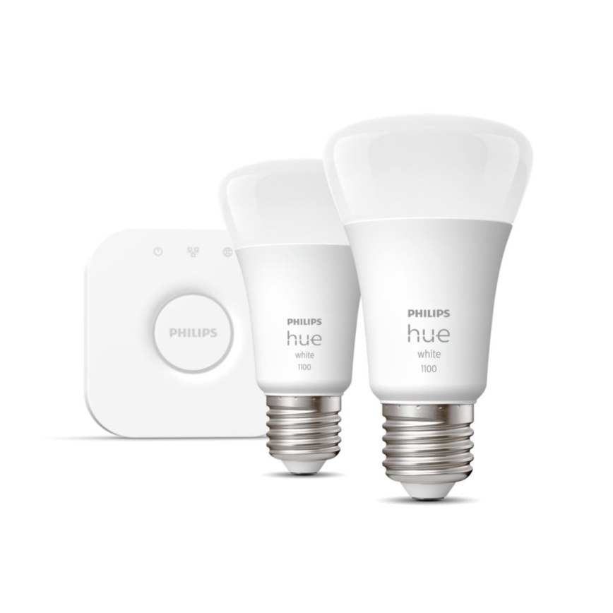 Philips Hue White Startpakke 2x E27/9,5W 2700K + Hue Bridge