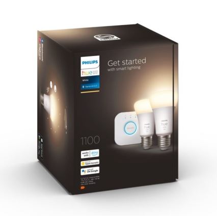Philips Hue White Startpakke 2x E27/9,5W 2700K + Hue Bridge