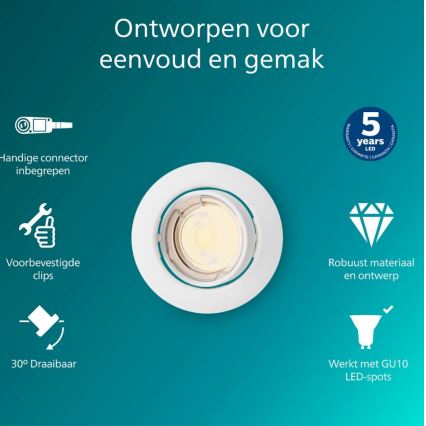 Philips - Indbygningsspot PERIDOT 1xGU10/7W/230V hvid