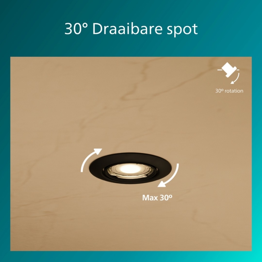 Philips - Indbygningsspot PERIDOT 1xGU10/7W/230V sort