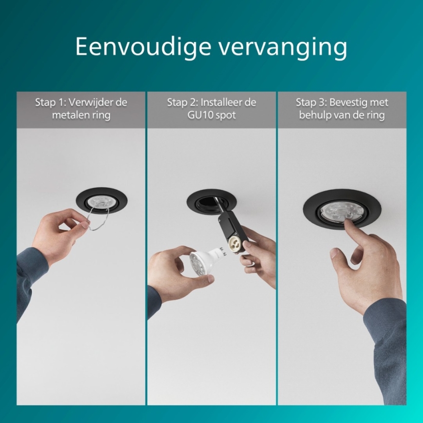 Philips - Indbygningsspot PERIDOT 1xGU10/7W/230V sort