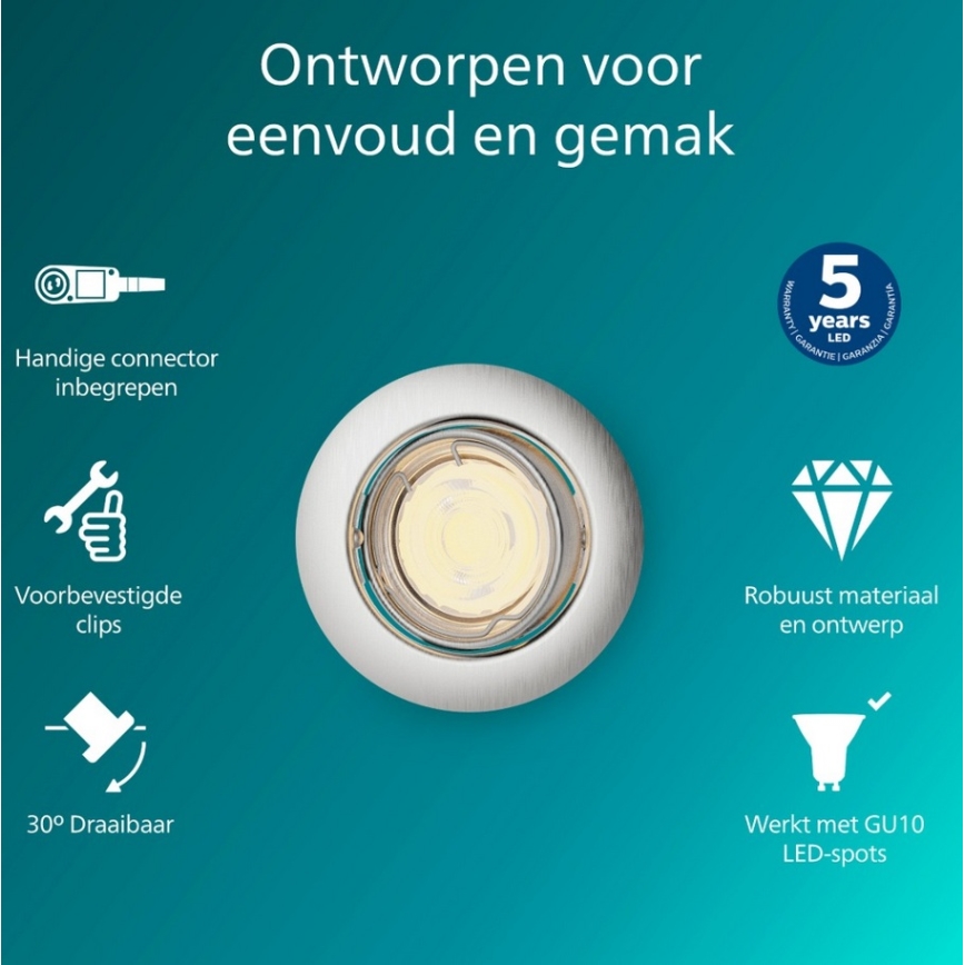 Philips - Indbygningsspot PERIDOT 1xGU10/7W/230V sølv