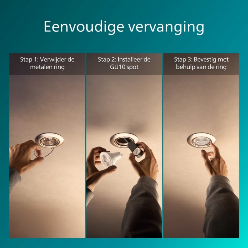 Philips - Indbygningsspot PERIDOT 1xGU10/7W/230V sølv