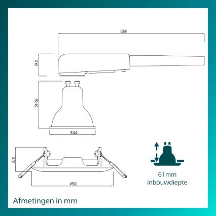 Philips - Indbygningsspot PERIDOT 1xGU10/7W/230V sølv